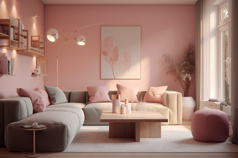 粉色室内客厅清晰的摄影图高清的图片室内设计简约时尚沙发灯阳光桌子窗户,高清,摄影图,摄影图片,图片大全,摄影图免费下载